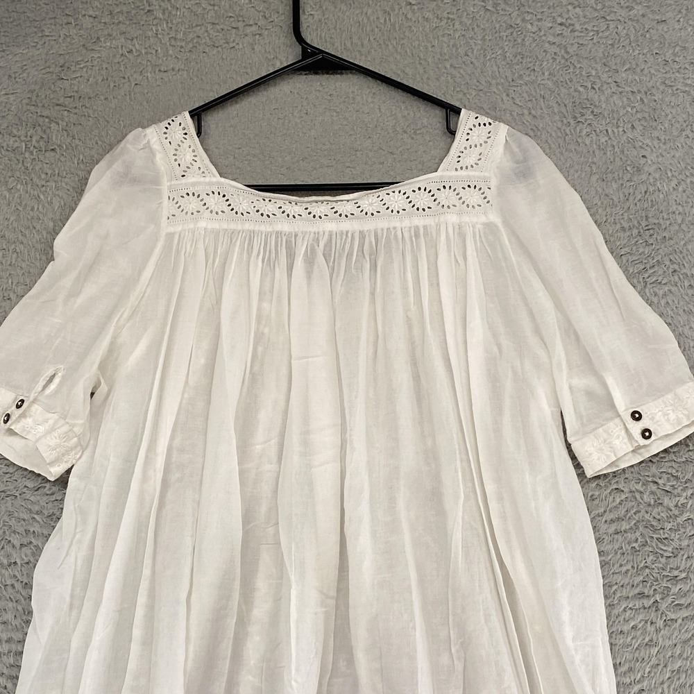 AllSaints Blessed Smock Dress Womens 6 White Swing Boho Peasant Embroidered - Picture 9 of 14